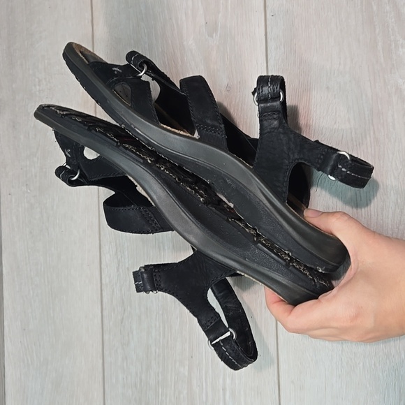 Ecco Women's Hook&loop Leather Strappy Black Sandals Shoes Sz 40/9-9.5 - Picture 7 of 12